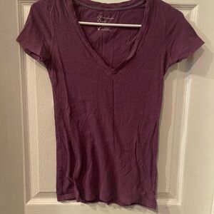 American Eagle Outfitters Women's Purple V-Neck Top